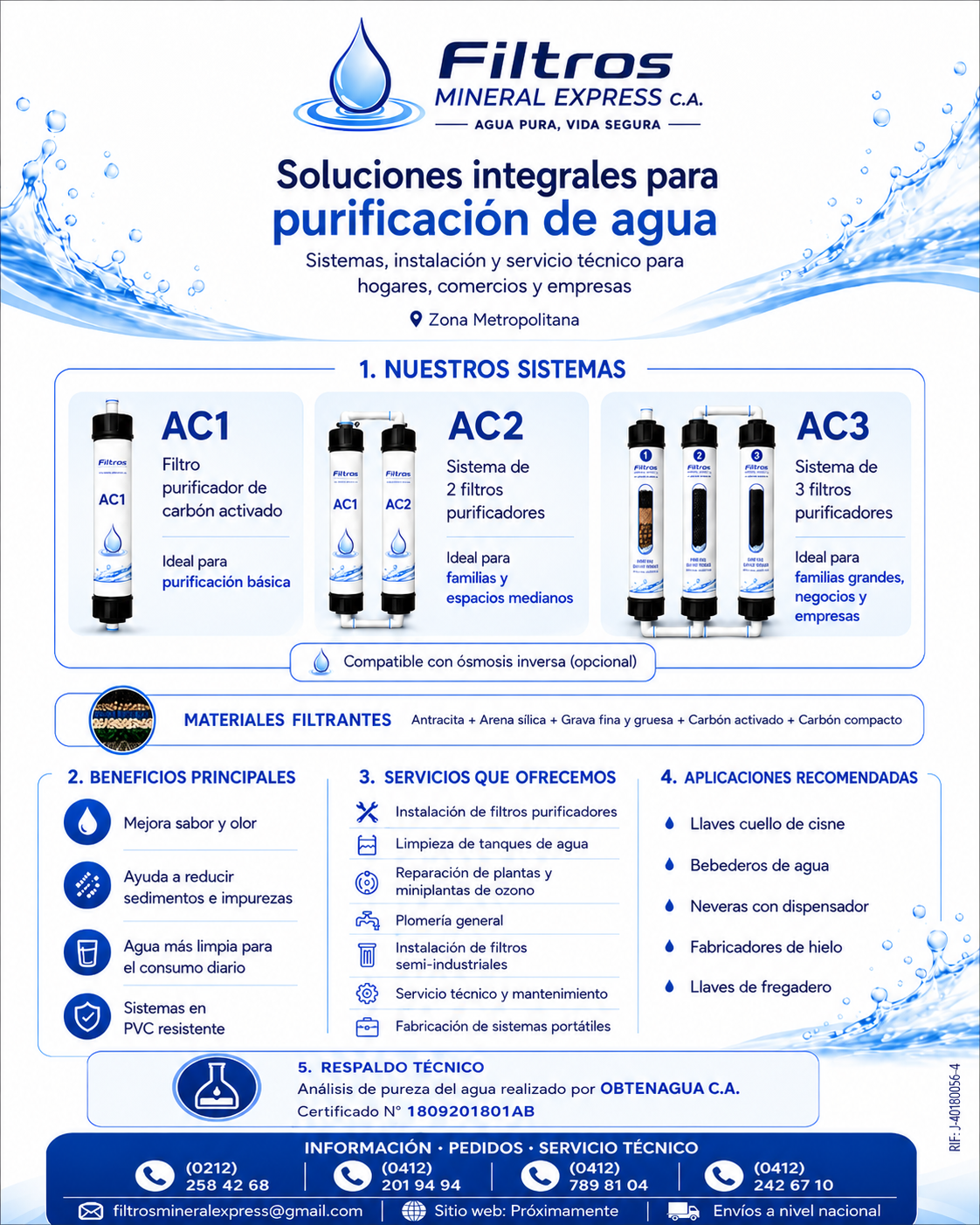 Folleto general de sistemas y servicios de Filtros Mineral Express